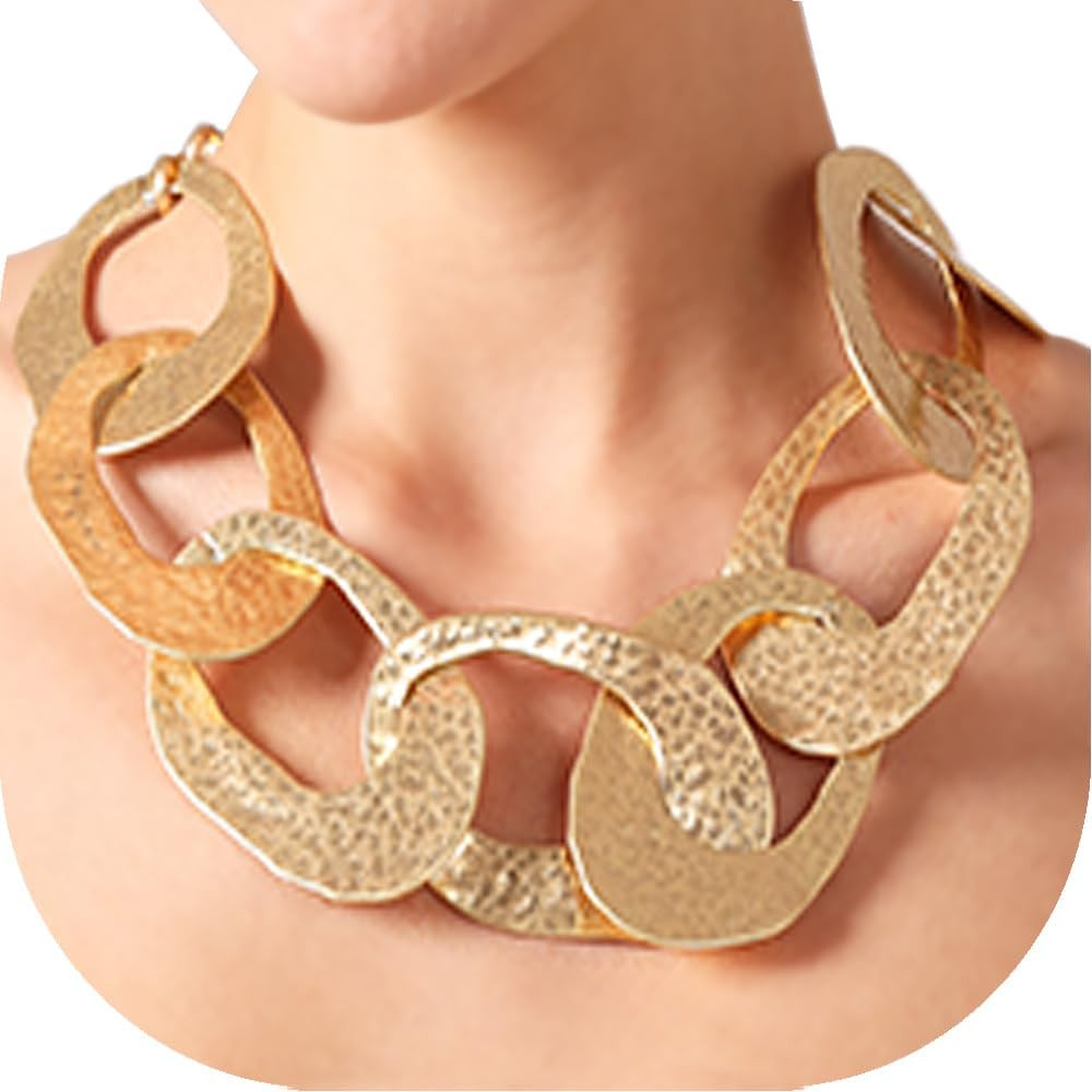 Fashion Chunky Gold Choker Necklace Cuban Link Large Chain Statement Necklaces for Women | Amazon (US)