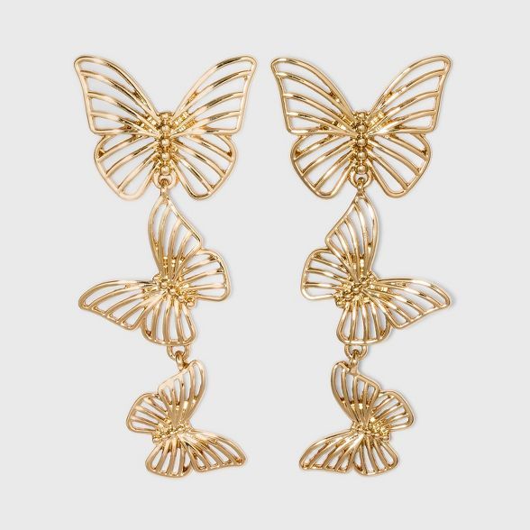 SUGARFIX by BaubleBar Gold Butterfly Drop Earrings - Gold | Target