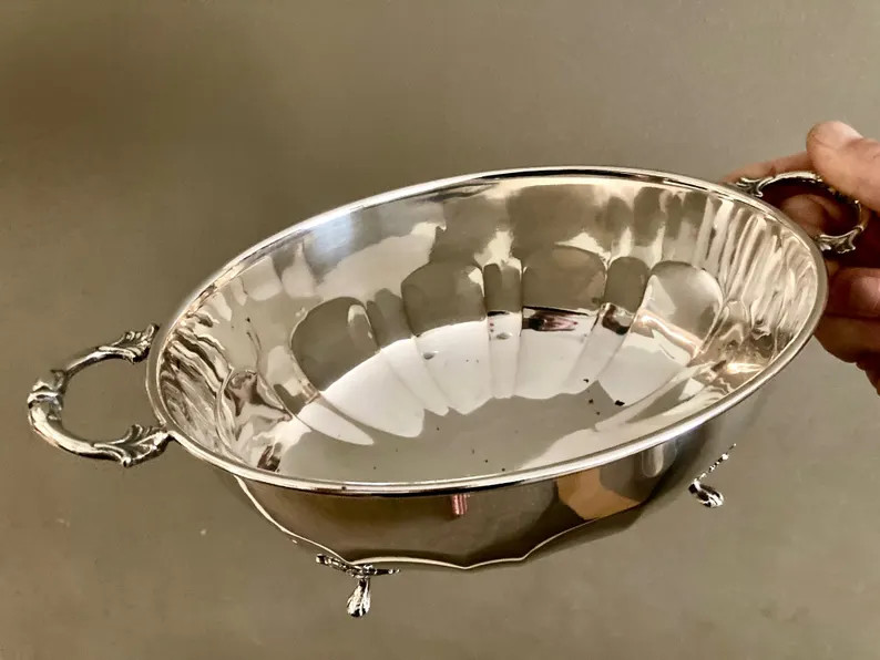 Antique Silver-plated Footed and Handled 29cm Service Bowl - C.1930 - Hotel Ware - Excellent Cond... | Etsy (US)