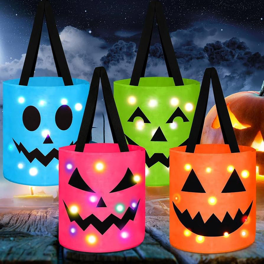 Yaomiao 4 Pcs Light up Halloween Bucket Trick or Treat, Bright Color | Amazon (US)