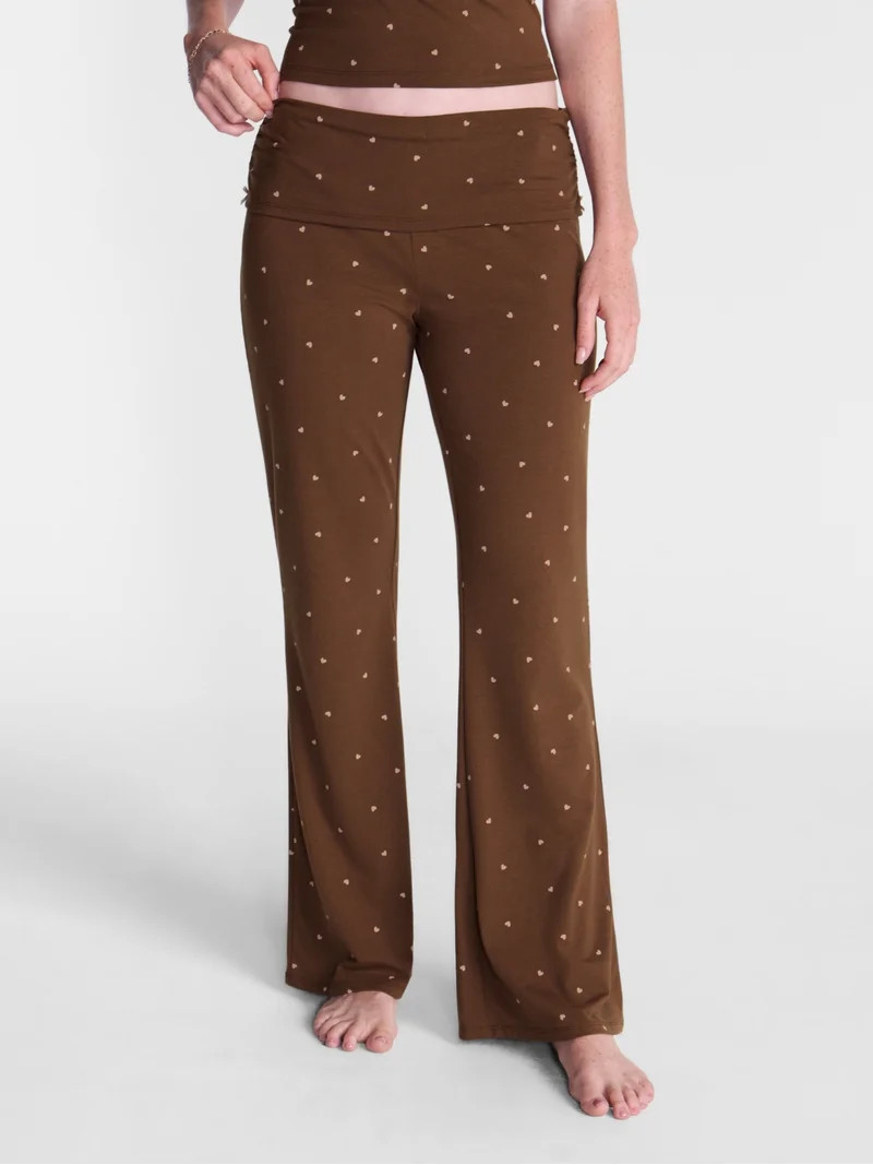 No Boundaries Cotton Blend Jersey Sleep Foldover Pants, 31'' Inseam, Women\u2019s XXS-3X | Walmart (US)