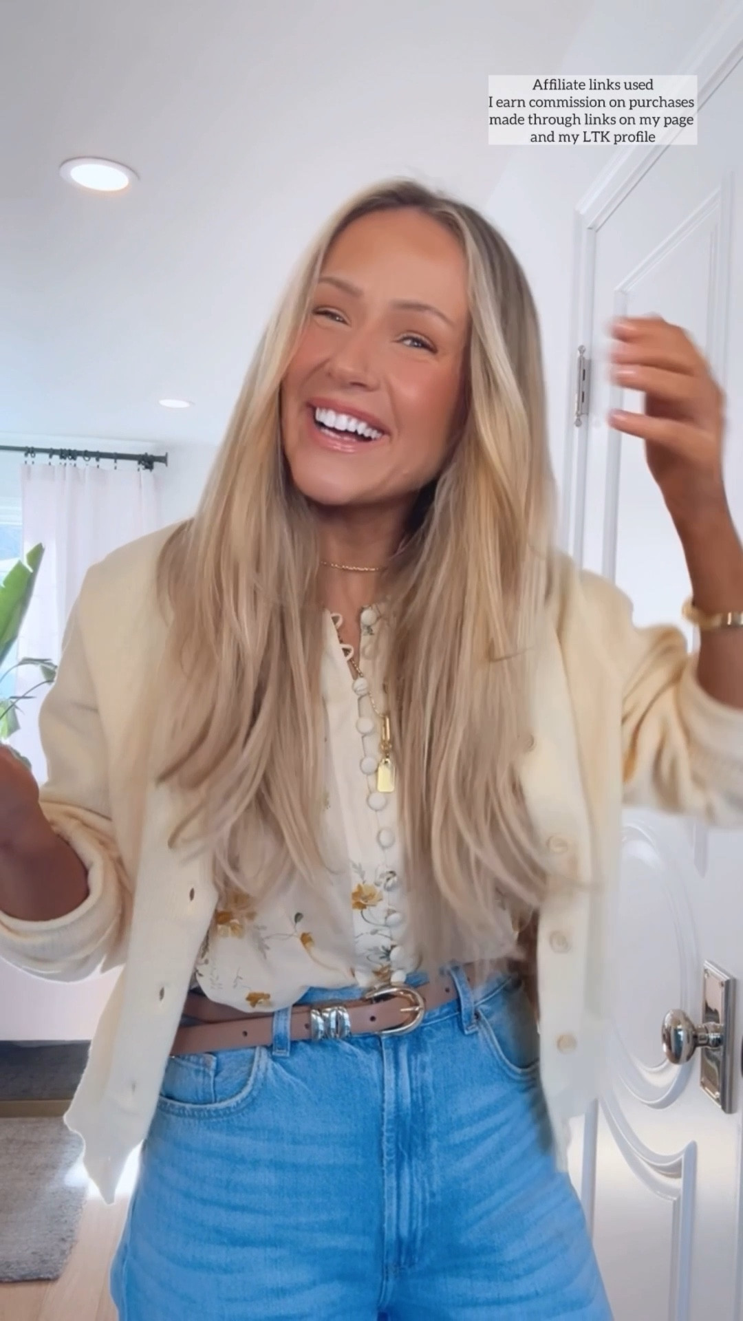 Casual spring outfit

Zara jeans wide leg light wash
Amazon yellow cardigan sweater
Reformation yellow floral top