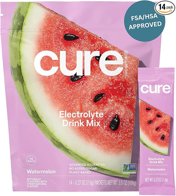 Cure Hydration | Plant-Based Electrolyte Drink Mix | No Added Sugar | FSA-HSA | Dehydration Relie... | Amazon (US)