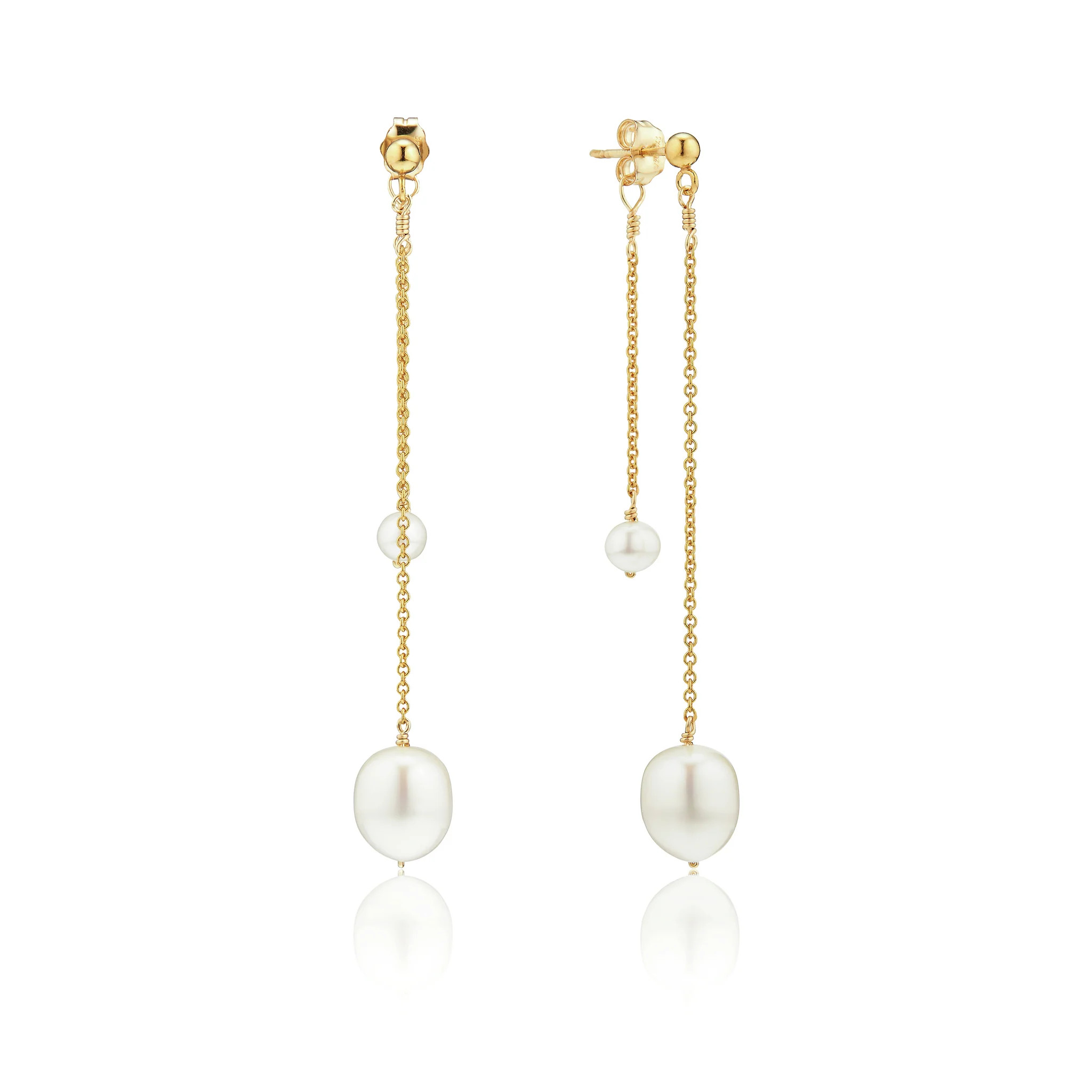 Gold Layered Large and Small Pearl Earrings | Lily & Roo