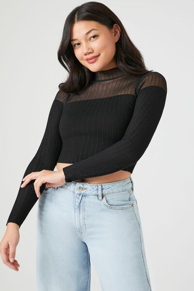 Sheer Mock Neck Sweater | Forever 21 (US)
