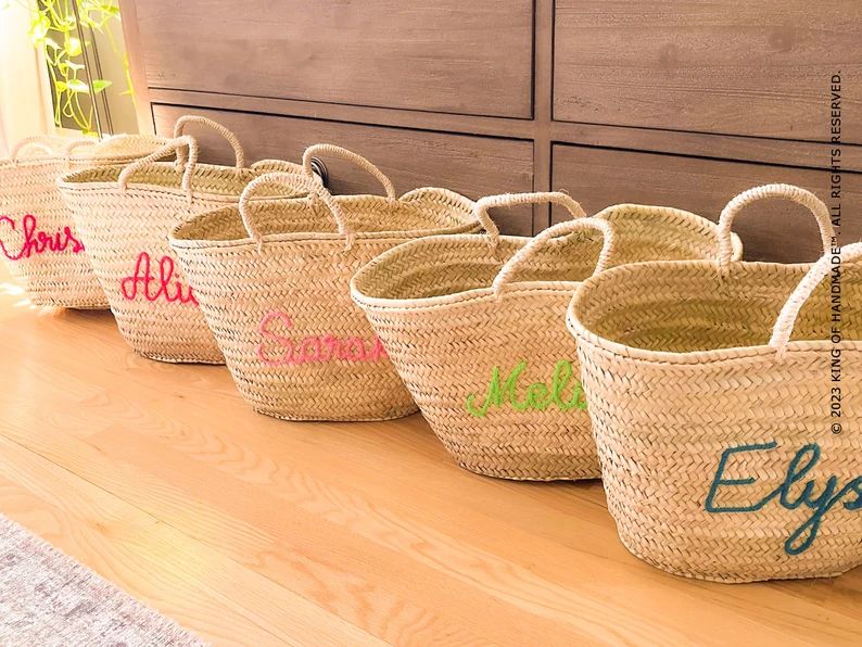 Personalized Beach Tote, Vacation Beach Bag, Large Market Basket, Bridesmaid Bags, Bachelorette B... | Etsy (US)