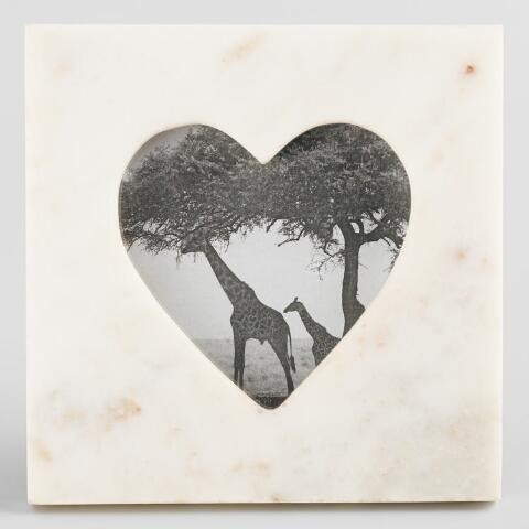 Square White Marble Heart Frame | World Market