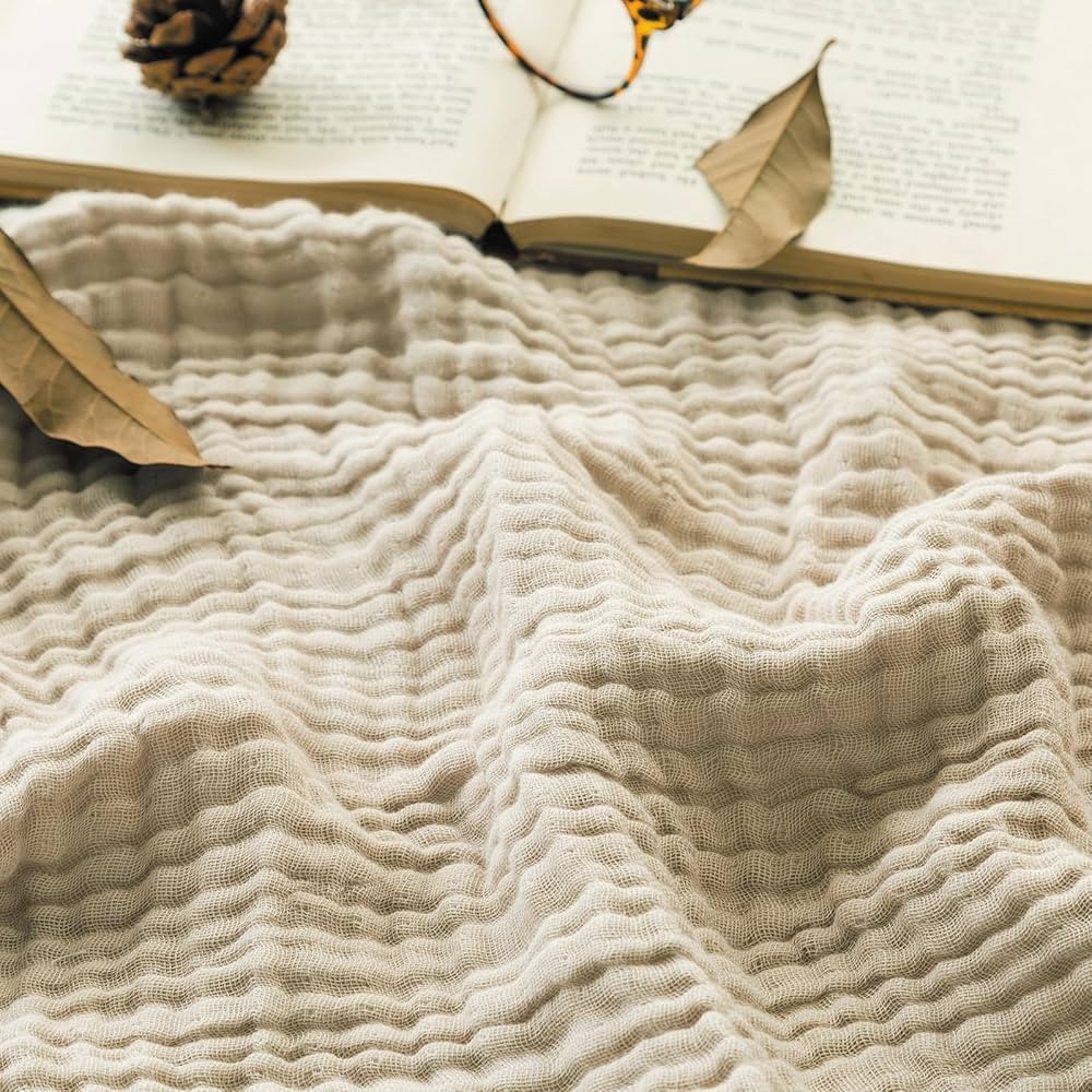 EMME Cotton Throw Blanket for Couch Soft Muslin Blankets 50"x60" Lightweight Breathable Blanket A... | Amazon (US)