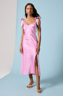 Sweetheart Bow Strap Midi Dress | ASTR The Label (US)