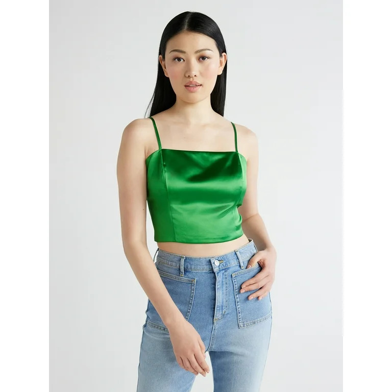 Scoop Women’s High Shine Satin Cami Top, Sizes XS-XXL | Walmart (US)