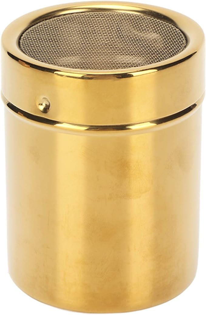 Powder Shaker Dispenser, Stainless Steel Powder Sugar Shaker with Lid, Gold Fine Mesh Powder Shak... | Amazon (US)