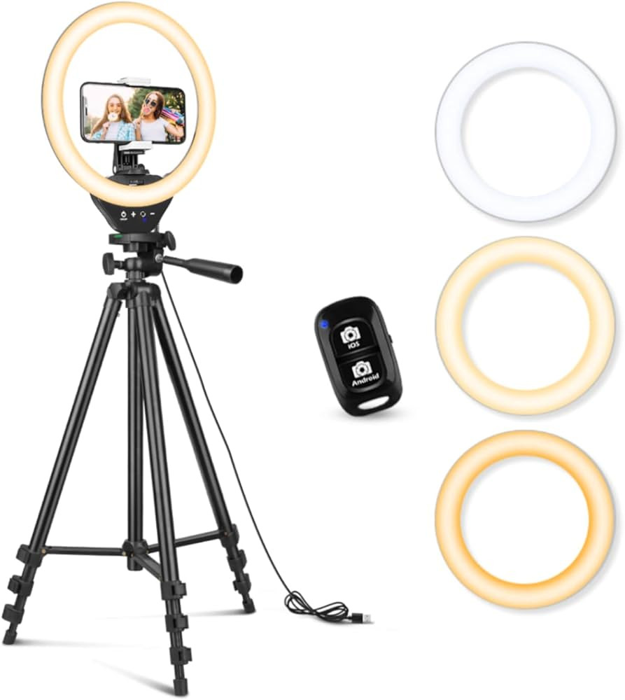 Sensyne 10'' Ring Light with 50'' Extendable Tripod Stand, LED Circle Lights with Phone Holder fo... | Amazon (US)