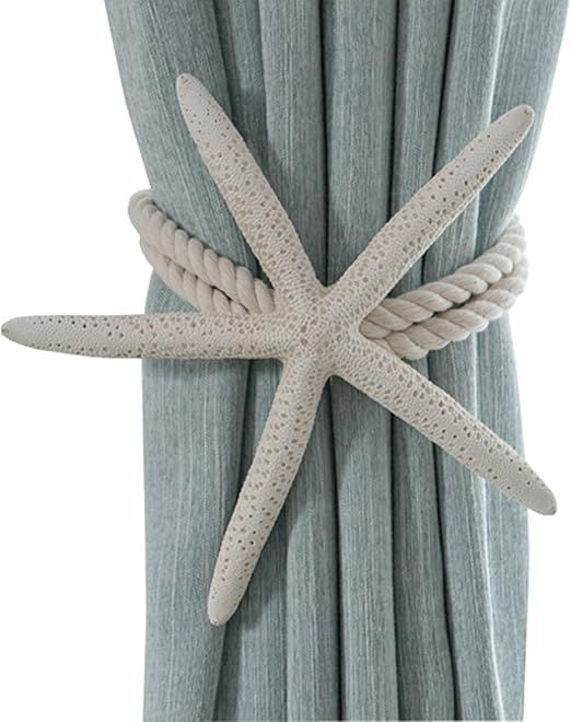 ZILucky 2 Pieces Natural Starfish Curtain Tiebacks Rope Drape Tie Band Drapery Holdbacks Room Dé... | Amazon (US)