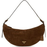 Prada Brown Suede Large Prada Demi Lune Crossbody Bag | Balardi (US & Canada)