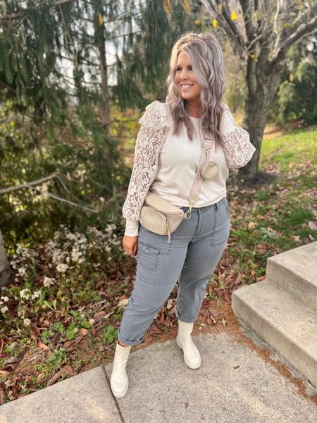 #walmartpartner #walmartfashion @walmartfashion

✨SIZING•PRODUCT INFO✨
⏺ Tan Sweatshirt •• Lace Sleeves & Ruffle Shoulders •• Large •• TTS 
⏺ Gray Cargo Khaki Pants •• 16 •• TTS 
⏺ Tan Sparkle Crossbody Bum Bag with Coin Purse •• 4 Colors 
⏺ Bling Ivory Chelsea Boots •• 2 Colors •• TTS 

📍Say hi on YouTube•Tiktok•Instagram ✨Jen the Realfluencer✨ for all things midsize-curvy fashion!

👋🏼 Thanks for stopping by, I’m excited we get to shop together!

🛍 🛒 HAPPY SHOPPING! 🤩

#walmart #walmartfinds #walmartfind #walmartfall #founditatwalmart #walmart style #walmartfashion #walmartoutfit #walmartlook  #khaki #khakis #khakilook #khakifashion #khakioutfit #khakioutfitinspo #khakioutfitinspiration #lookswithkhakis #outfitwithkhakis #fall #falloutfit #fallfashion #fallstyle #falloutfitidea #falloutfitinspo #autumn #autumnstyle #autumnfashion #autumnoutfit  #winter #winterfashion #winterstyle #winteroutfit #winterlook #winterlook #winteroutfitidea  
#under10 #under20 #under30 #under40 #under50 #under60 #under75 #under100 #affordable #budget #inexpensive #budgetfashion #affordablefashion #budgetstyle #affordablestyle #curvy #midsize #size14 #size16 #size12 #curve #curves #withcurves #medium #large #extralarge #xl  

#LTKcurves #LTKunder50 #LTKHoliday