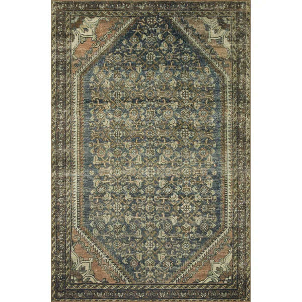 Magnolia Home By Joanna Gaines X Loloi Banks Machine Washable Denim / Clay Area Rug | Wayfair Professional