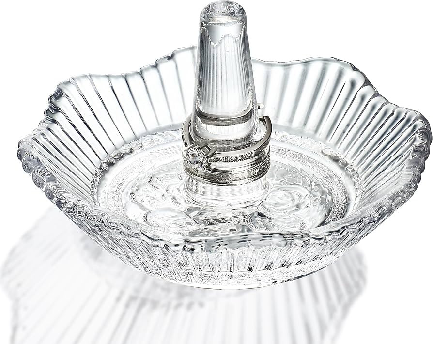 H&D Crystal Scallop Ring Holder for Jewelry,Well-crafted Glass Ring Dish,Jewelry Rack Ring Holder... | Amazon (US)
