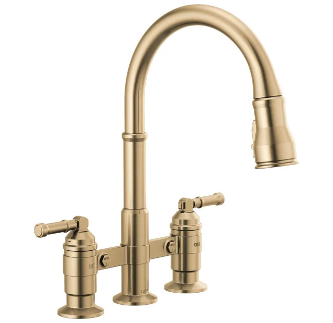 Delta Broderick 1.8 GPM Widespread Bridge Pull Down Kitchen FaucetModel:2390L-CZ-DSTfrom the Brod... | Build.com, Inc.