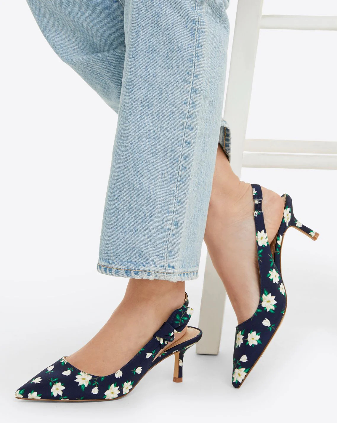Willow Slingback Heels in Navy Magnolia | Draper James (US)