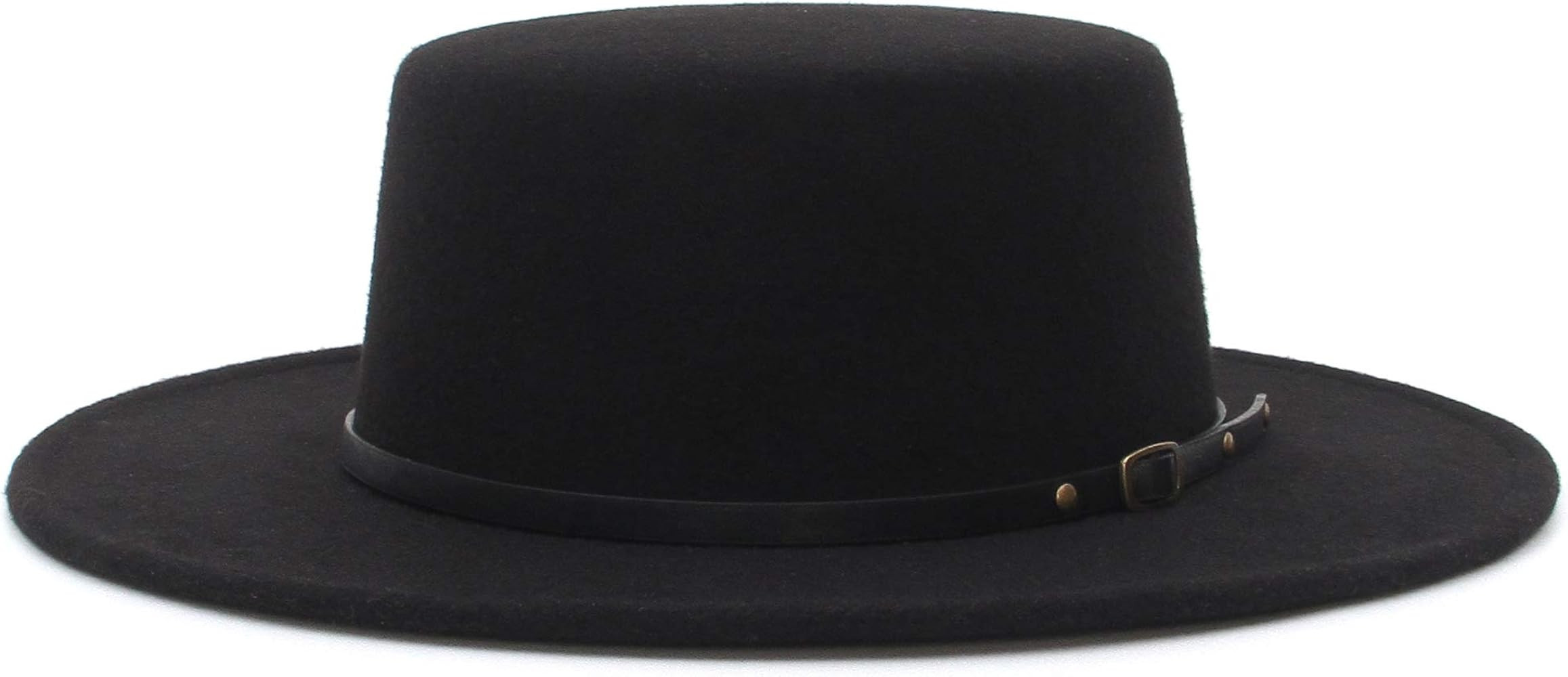 EOZY Women Men Classic Felt Fedora Hat Wide Brim Flat Top Jazz Panama Hat Casual Party Church Hat | Amazon (US)