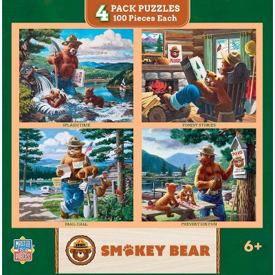 MasterPieces Kids Puzzle Set - Smokey Bear 4-Pack 100 Piece Jigsaw Puzzles | Target