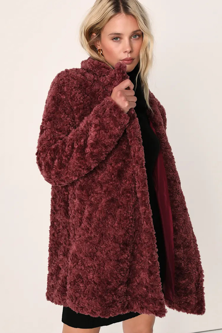 Winter Bestie Plum Purple Teddy Coat | Lulus (US)