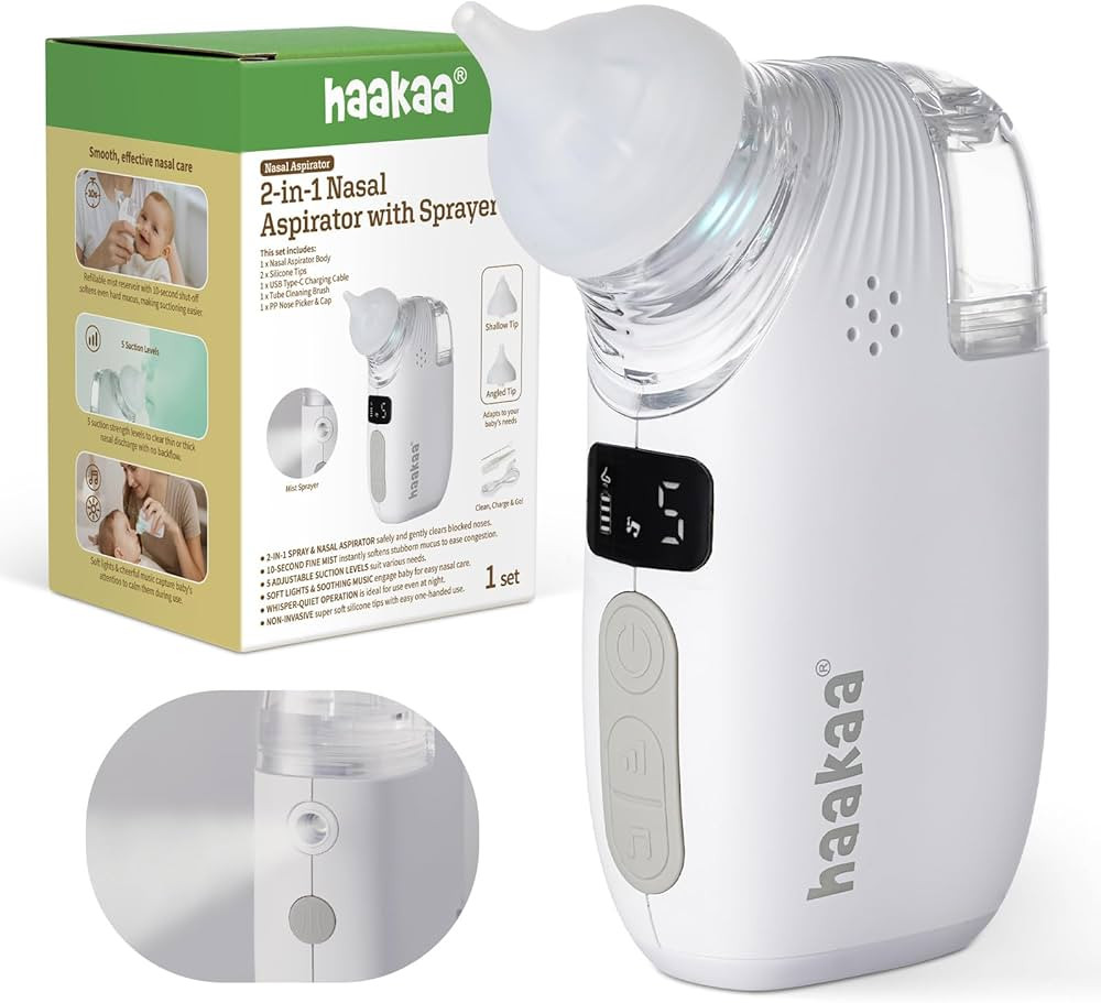Haakaa Nasal Aspirator for Baby, 2-in-1 Electric Baby Nasal Aspirator with Sprayer – Baby Nose ... | Amazon (US)