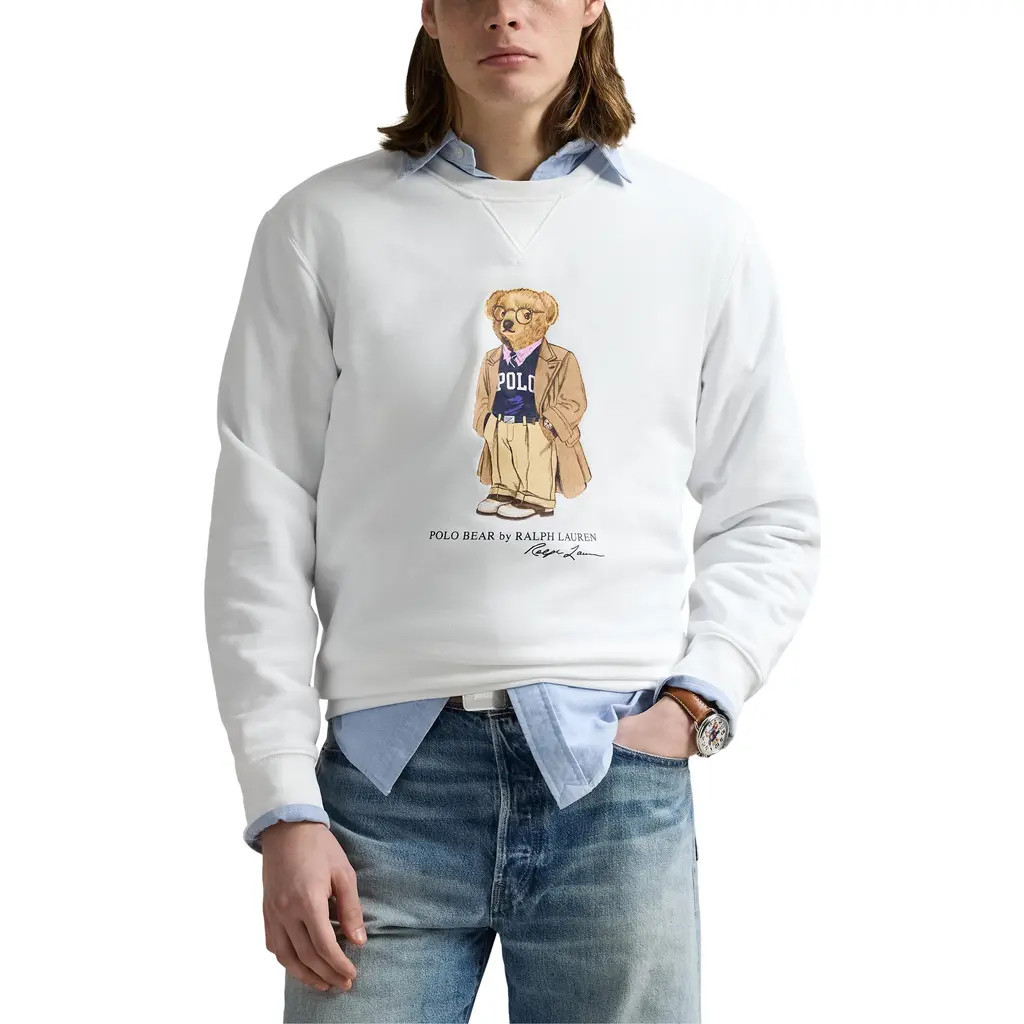 Polo Ralph Lauren Polo Bear Graphic Sweatshirt in White at Nordstrom, Size Medium | Nordstrom