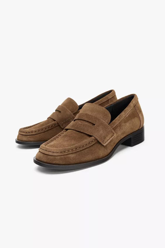 SPLIT SUEDE PENNY LOAFERS | Zara UK