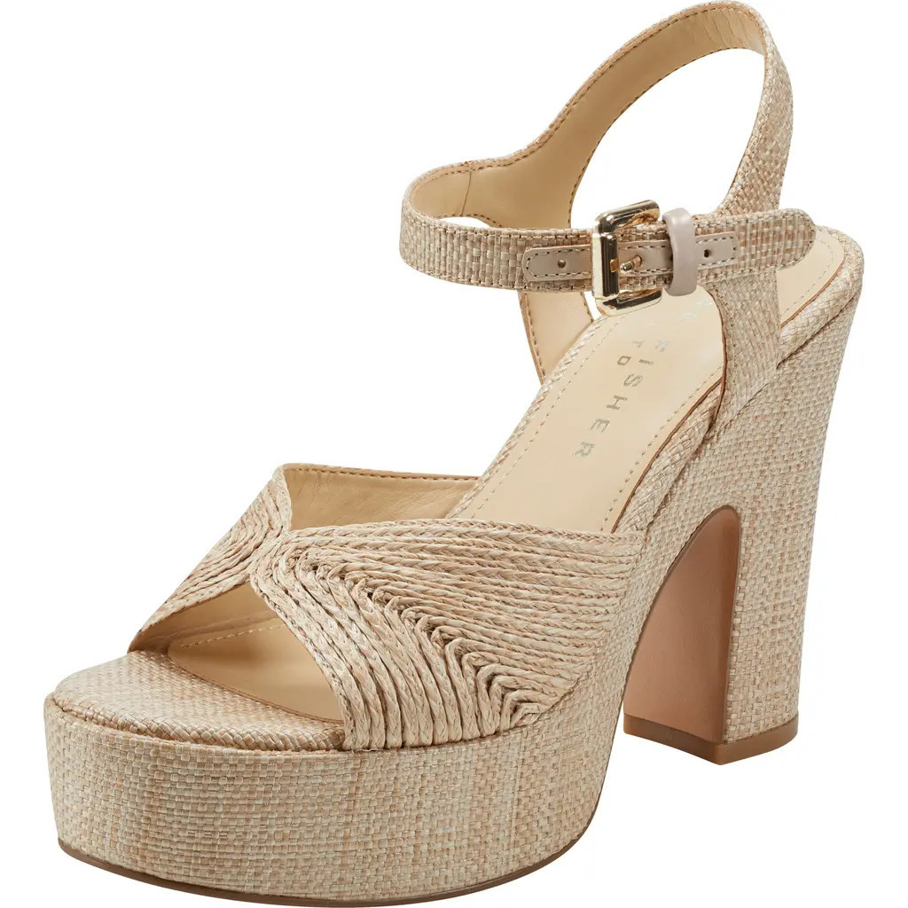 Marc Fisher LTD Starla Block Heel Platform Sandal in Medium Natural 101 at Nordstrom Rack, Size 11 | Nordstrom Rack
