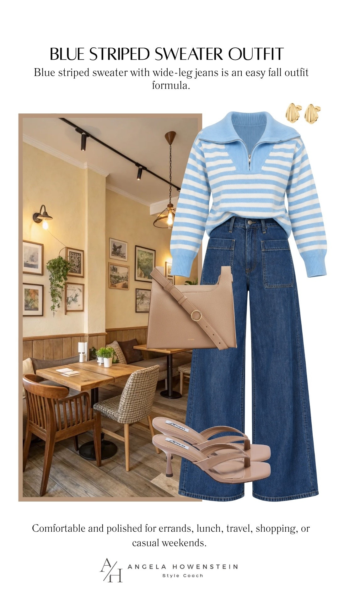 This blue-and-white striped sweater with wide-leg jeans is such an easy fall outfit. Comfortable enough for errands and travel, but polished enough for lunch, shopping, or a casual weekend out.

👩‍💻 LTK PRO TIPS
❤️ Heart = Support my posts ;-)
🔖 Save = Get sale & restock alerts for the things you love!
📋 Lists = Keep favorites organized (List ideas: Christmas, Birthdays, and Vacations!)
📲 Share = Send lists and products to a friend (or your daughters like me).
💬 Comment = Ask me anything, and I’ll answer. ;-)

#LTKootd #LTKSeasonal #LTKOver40