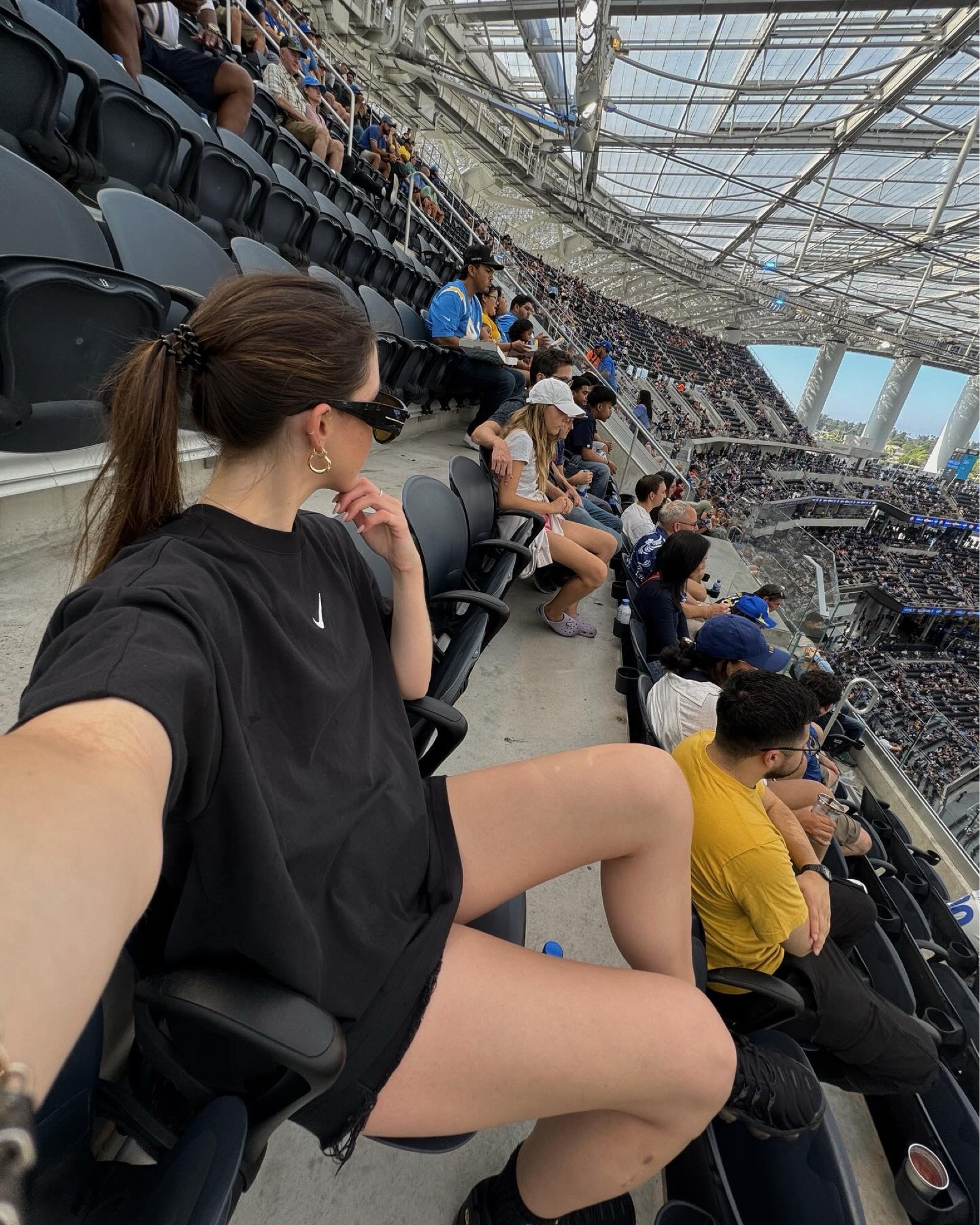 Oversized Nike shirt. True to size. Wearing SMALL 