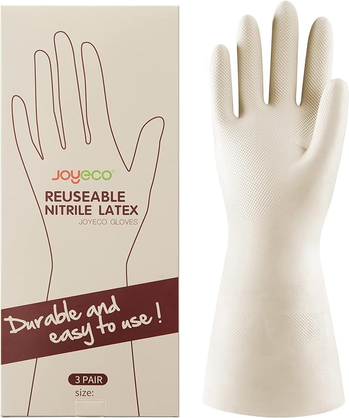 JOYECO Cleaning Gloves Dishwashing Kitchen Gloves Reusable Rubber 3 Pairs | Amazon (US)