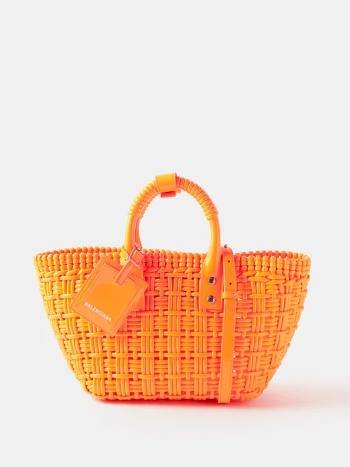 Balenciaga - Bistro Xs Woven Faux-leather Basket Bag - Womens - Orange | Matches (US)