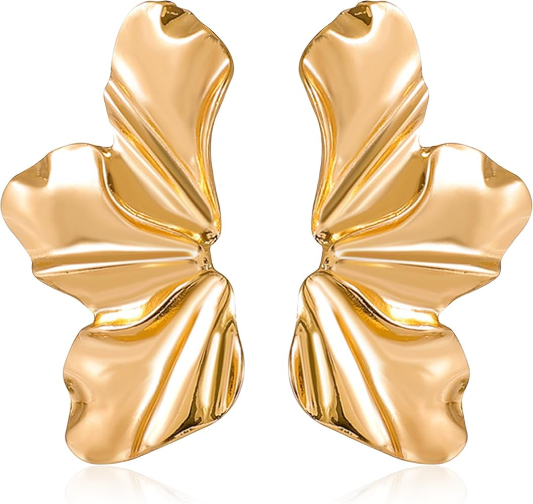 Flower Earrings Boho Layered Floral Petal Dangle Drop Earrings Gold Flower Statement Earring for ... | Amazon (US)
