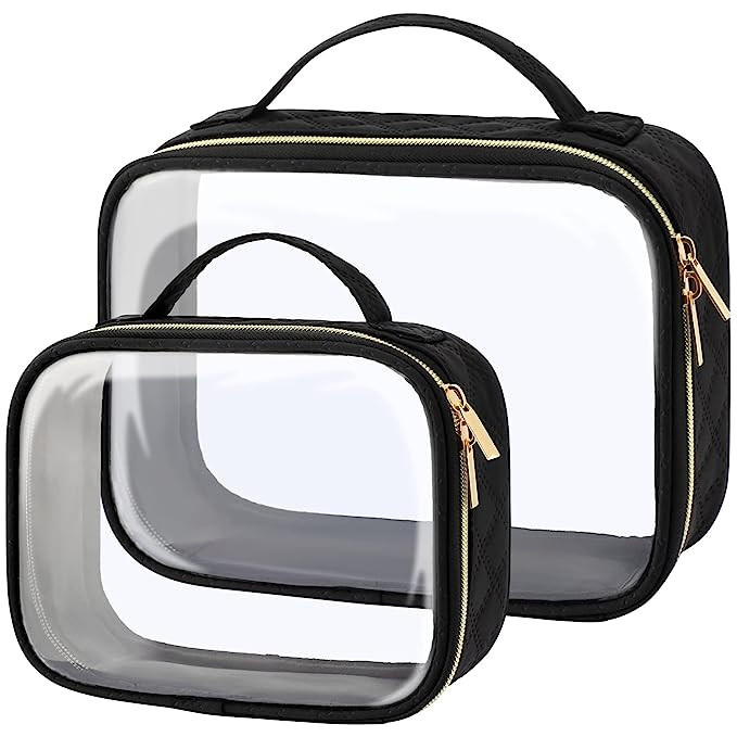 PACKISM Clear Makeup Bags, 2 Pack TSA Approved Toiletry Bag with Handle Large Opening, Clear Toil... | Amazon (US)