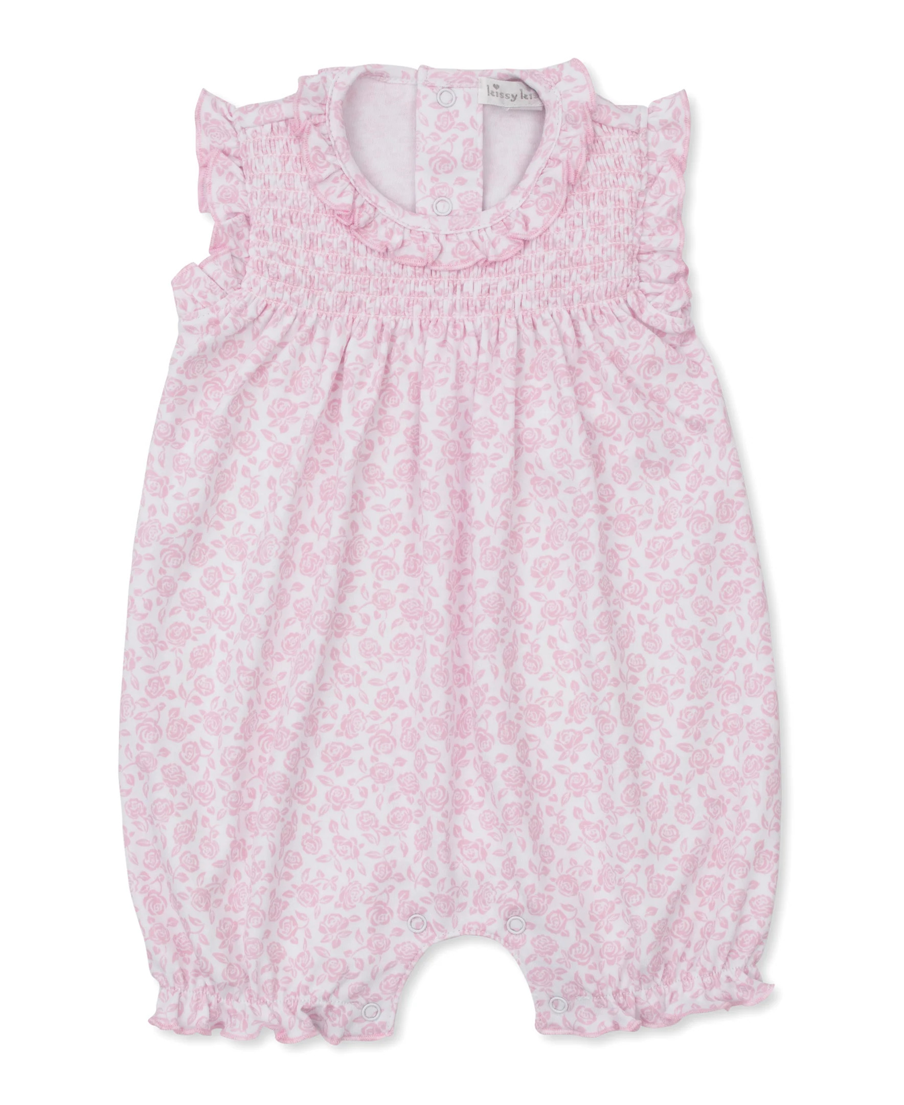 Summer Gardens Pink Smocked Sleeveless Playsuit | Kissy Kissy
