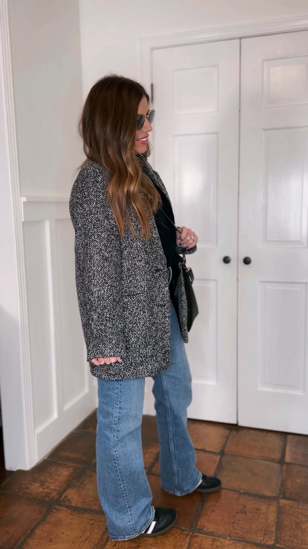 Real outfit of the day

Finally got out of the house today and met my mom for lunch and this is what I wore .

Textured blazer coat from Abercrombie size medium 
Black, mock neck sweater from Gibson look 
High-rise, 90’s relaxed jeans 
Adidas samba 
Madewell bucket tote 
Ray-Ban sunglasses 

This sweater is on sale, jeans are on sale as low as $48

You can save 10% off your purchase at Gibson look with my code  DELPHAJEWEL10

#LTKsalealert #LTKstyletip #LTKover40