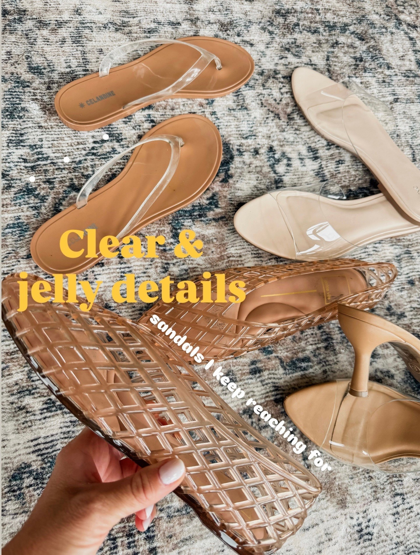 Clear and jelly sandals. The shoes I keep reaching for. 
20% off Anthropologie code: twopeas20

#LTKmomlife #LTKSeasonal #LTKootd