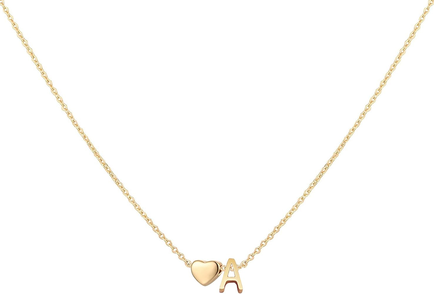 Glimmerst Initial Heart Necklace,18K Gold Plated Stainless Steel Tiny Heart Letter Necklace Perso... | Amazon (US)