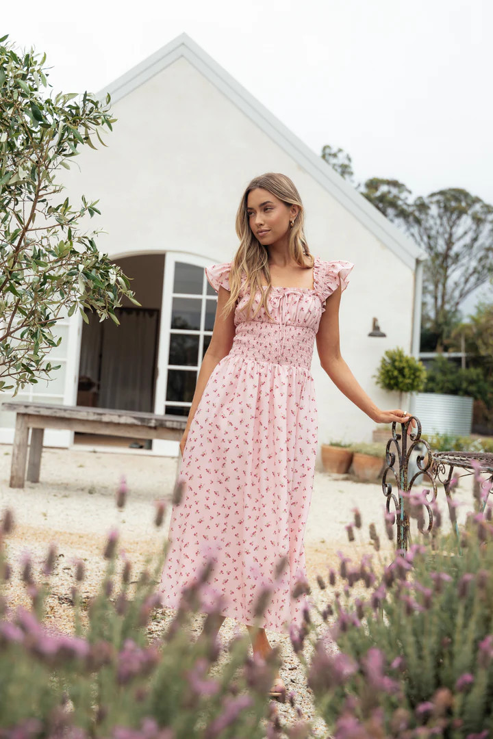 Bronte Midi Dress - Pink Floral | Petal & Pup (US)