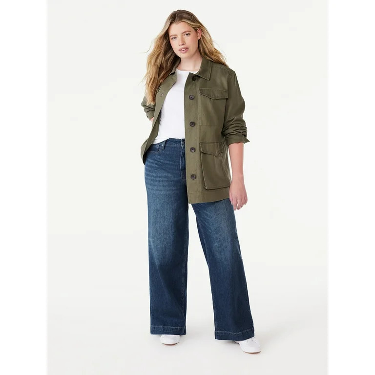 Free Assembly Women's Super High Wide Leg Jeans, 33” Inseam for Regular, Sizes 0-18 | Walmart (US)