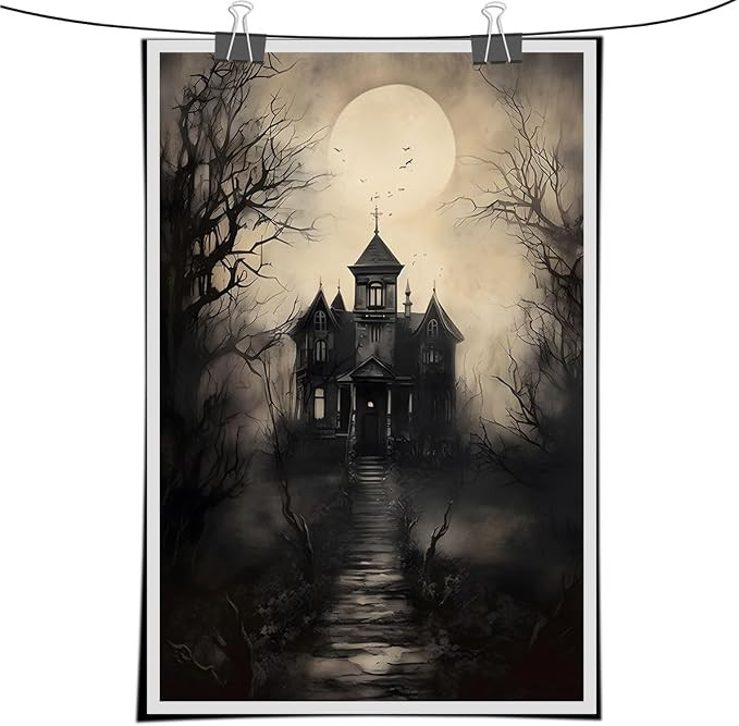 Generic Haunted House Gothic Art Print Halloween Pictures The Forest Aesthetic Poster Dark Academ... | Amazon (US)