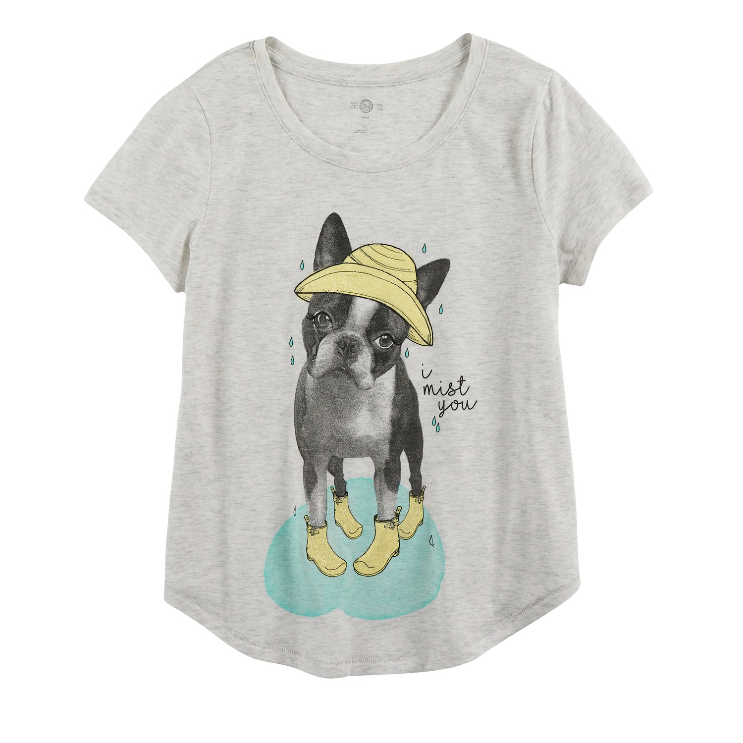 Girls 7-16 & Plus Size SO® Curve Hem Shiny Graphic Tee | Kohl's