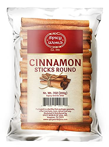 Spicy World Cinnamon Sticks 7 Ounce Bag - 36-44 Sticks - Perfect for Baking, Cooking & Beverages - 3+ Inches Length - Cassia Saigon Cinnamon from Vietnam | Amazon (US)