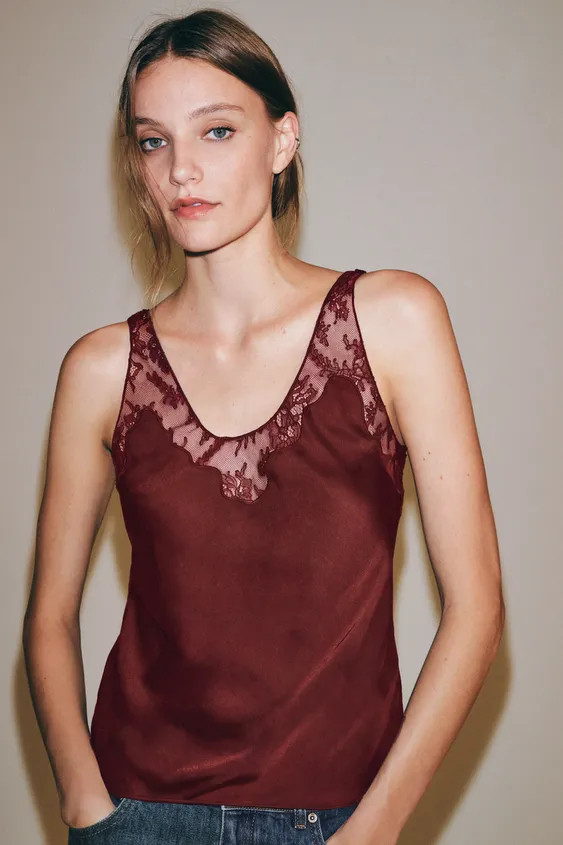ZW COLLECTION LACE CAMISOLE TOP | Zara US