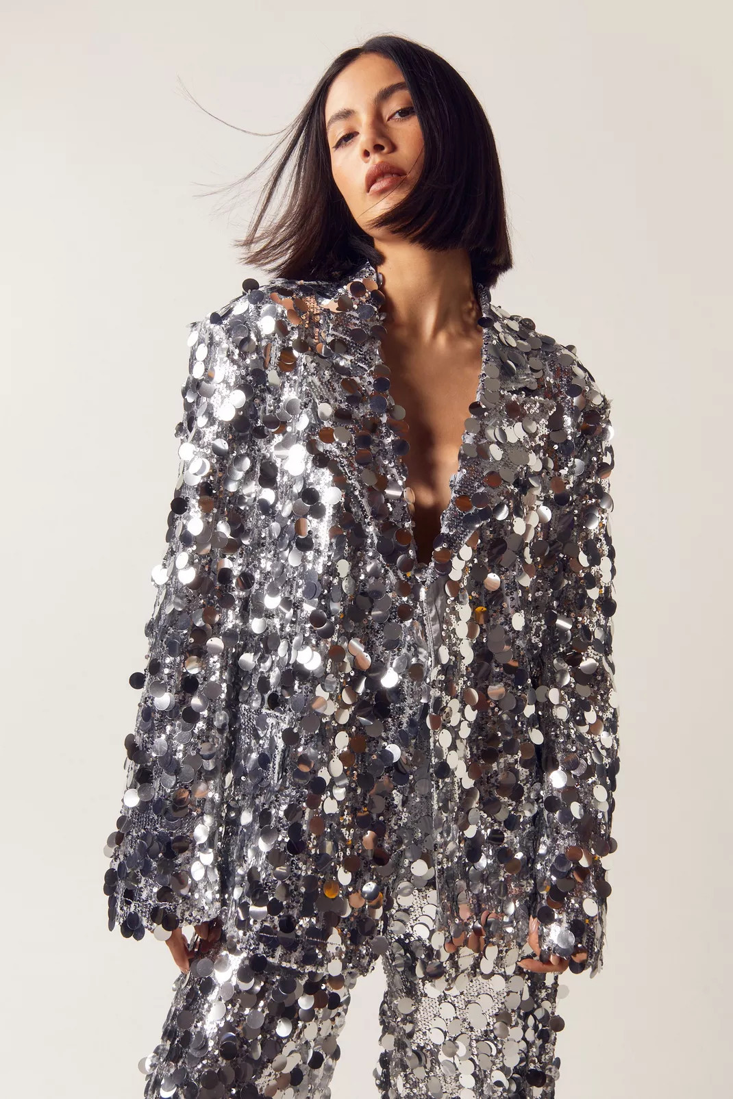 Premium Mixed Sequin Two Piece Double Breasted Blazer | Nasty Gal (US)