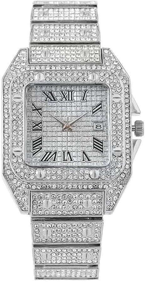 MINILUJIA Luxury Mens Crystal Watch Fashion Full Bling Iced Out Diamond Quartz Analog Watch Men W... | Amazon (CA)