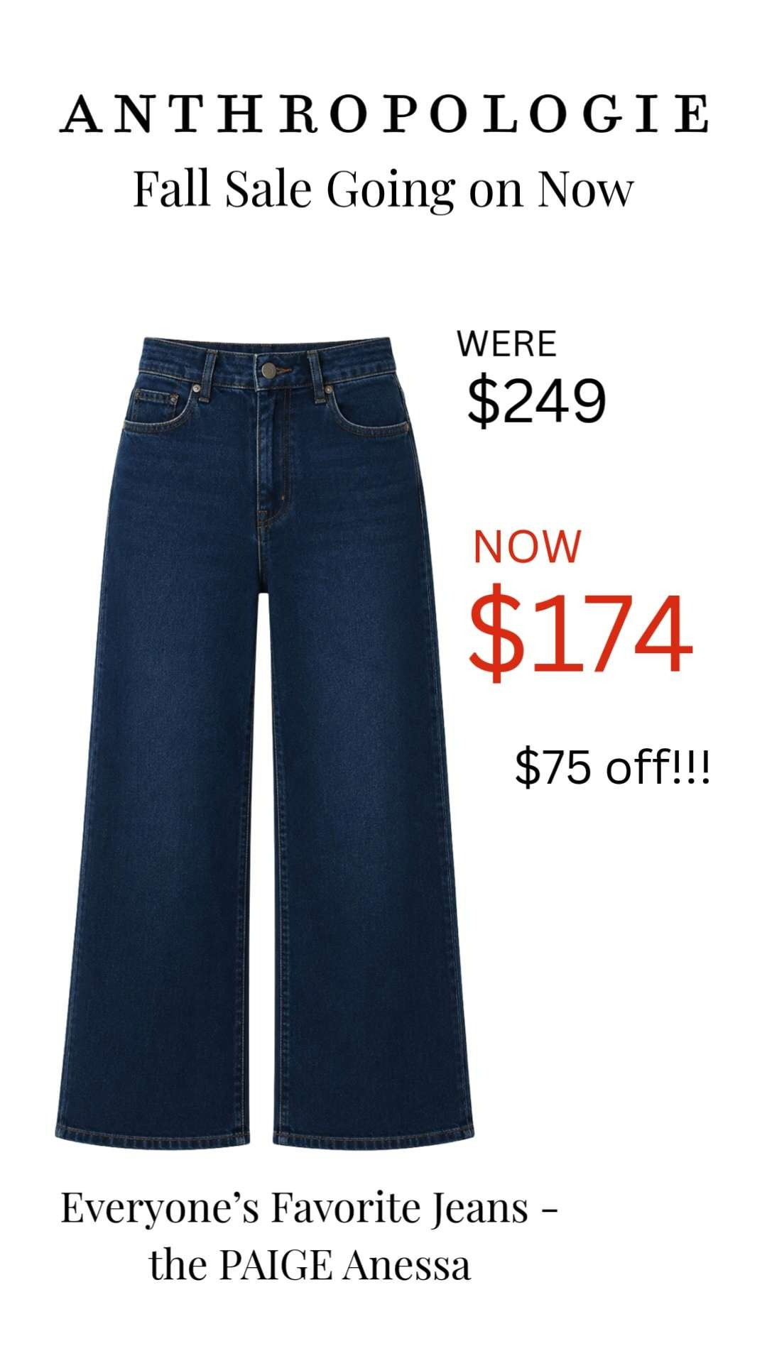The PAIGE Anessa Jeans are a wardrobe staple you'll wear for years, and they're on sale! 💙 The high-rise fit, wide-leg silhouette, and premium denim make them one of the most flattering jeans to dress up or down.

💡 LTK MADE EASY
❤️ Heart = Support my posts!
🔖 Save = Get sale & restock alerts
📋 Lists = Keep favorites organized
📲 Share = Send lists and products to a friend. Hello, Christmas List!
💬 Comment = Ask me anything about sizing or styling. :-) 

 #LTKootd #LTKOver40 #LTKSaleAlert