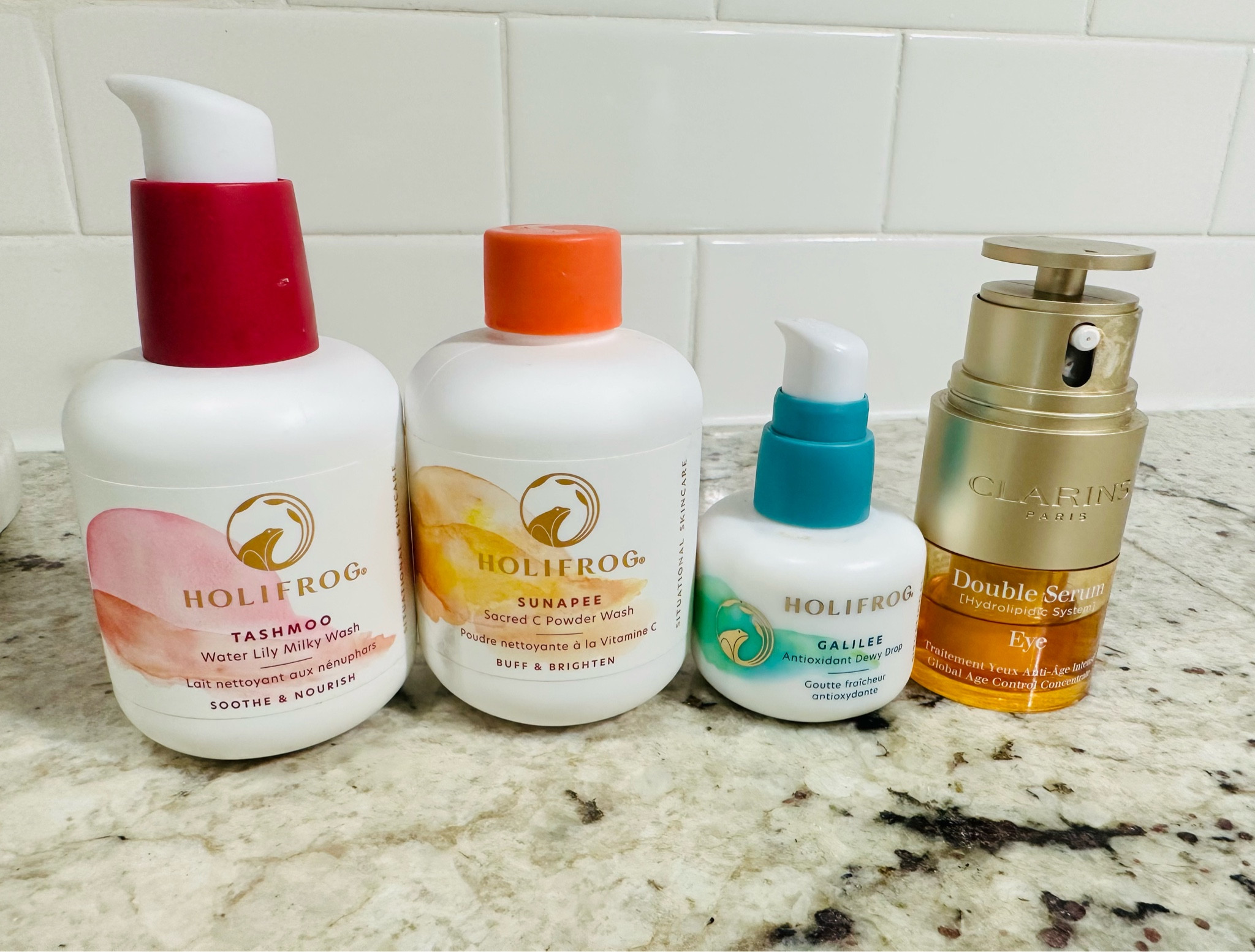 I have been using these facial products a few months now during summer and have def noticed a difference especially if you have sensitive skin. holifrog milky wash, vitamin C powder is to exfoliate weekly, dewy serum and clarins double eye serum, facial serum, self care, beauty, Jaclin Natale 

#LTKbeauty #LTKunder100 #LTKhome